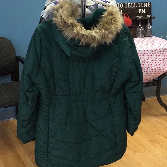 Torrid Green Puffer Jacket with Faux Fur Hood - Picture 4 of 4